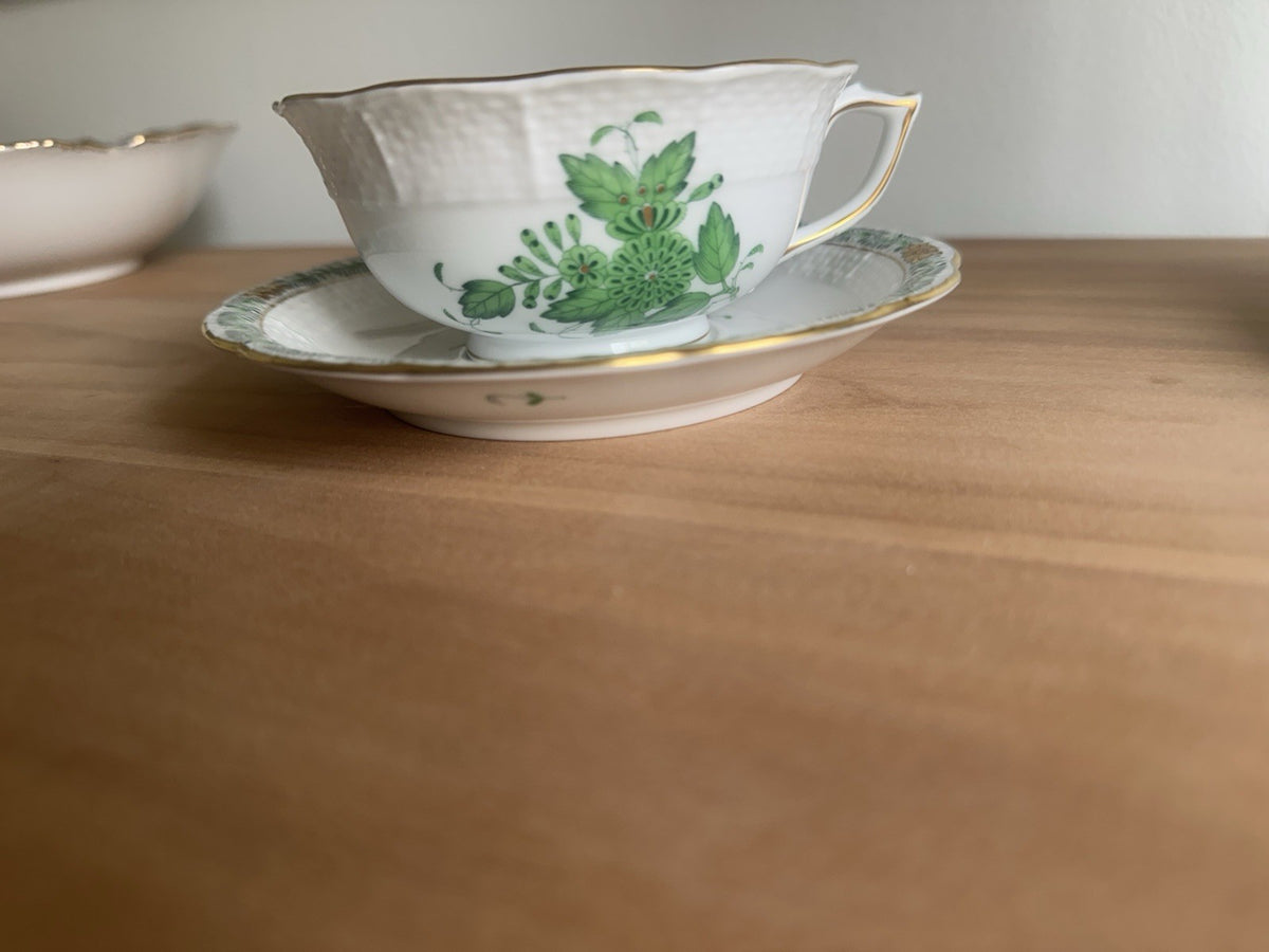 Vintage Herend Hungary Indian Basket Hand-Painted Teacup & Saucer Set - Image 2