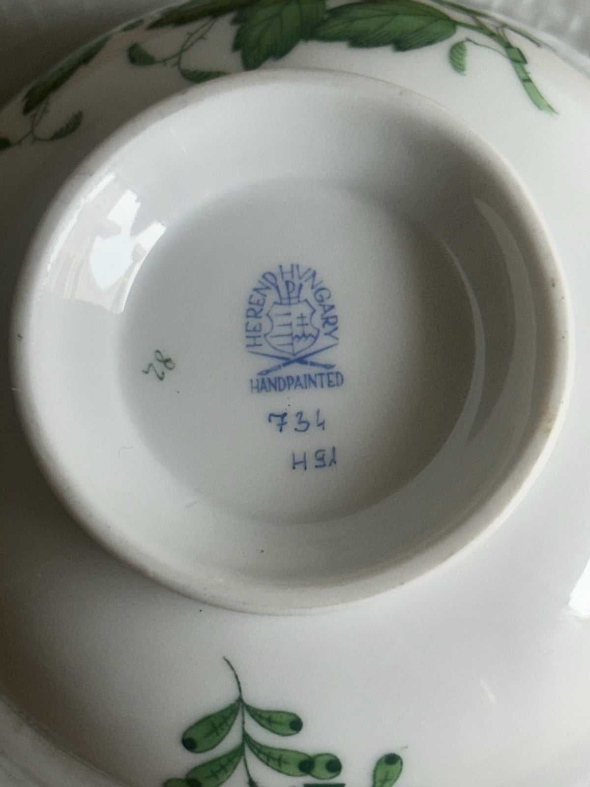 Vintage Herend Hungary Indian Basket Hand-Painted Teacup & Saucer Set - Image 7