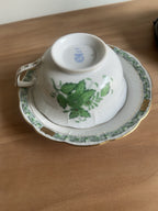 Vintage Herend Hungary Indian Basket Hand-Painted Teacup & Saucer Set - Image 8