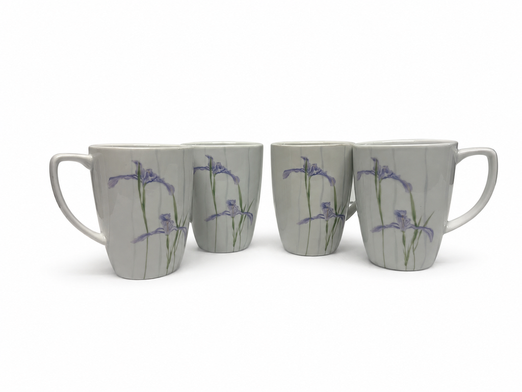 Corelle Coordinates Porcelain Mug Set of 4 Purple Iris Floral - Image 1