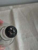 Glass Apothecary Jar with Black Painted Wooden Stopper and Base Vintage - Image 2