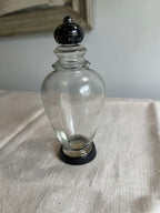 Glass Apothecary Jar with Black Painted Wooden Stopper and Base Vintage - Image 5