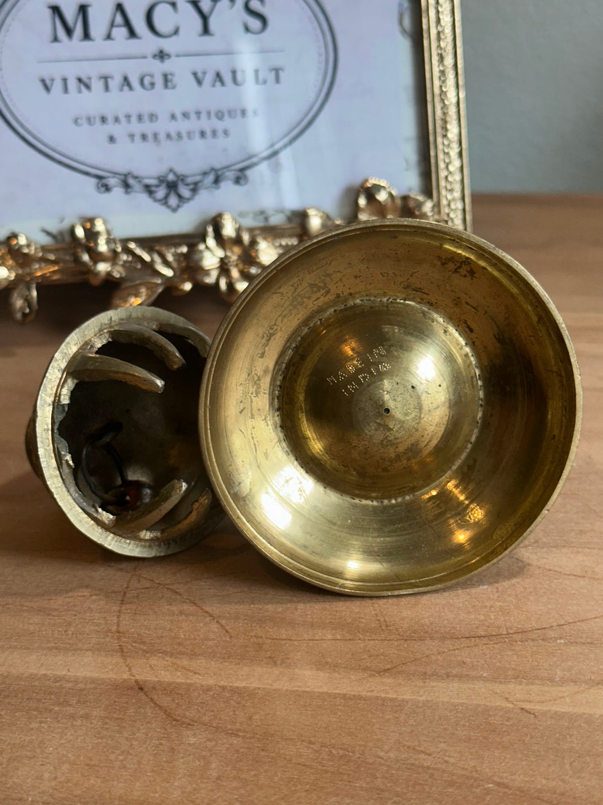 Vintage Engraved Brass Hotel Desk Bell - Made in Japan - Image 3