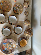 Vintage Japanese Satsuma Moriage Tea Set Gold Gilt Immortals Arhats 15+ Piece - Image 3
