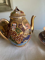 Vintage Japanese Satsuma Moriage Tea Set Gold Gilt Immortals Arhats 15+ Piece - Image 11