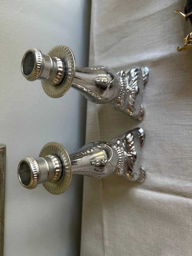 vintage silver Avon candlestick cologne decanter bottles - Image 2