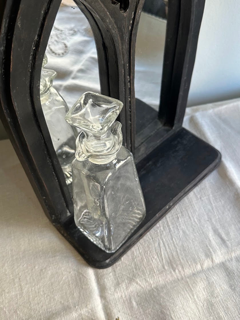 Glass Bottle Square Base Decorative Stopper Clear Vintage Style - Image 1