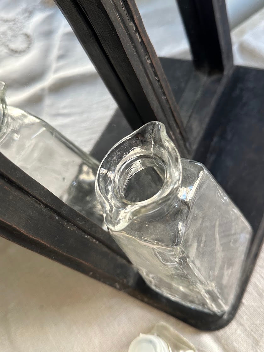 Glass Bottle Square Base Decorative Stopper Clear Vintage Style - Image 3