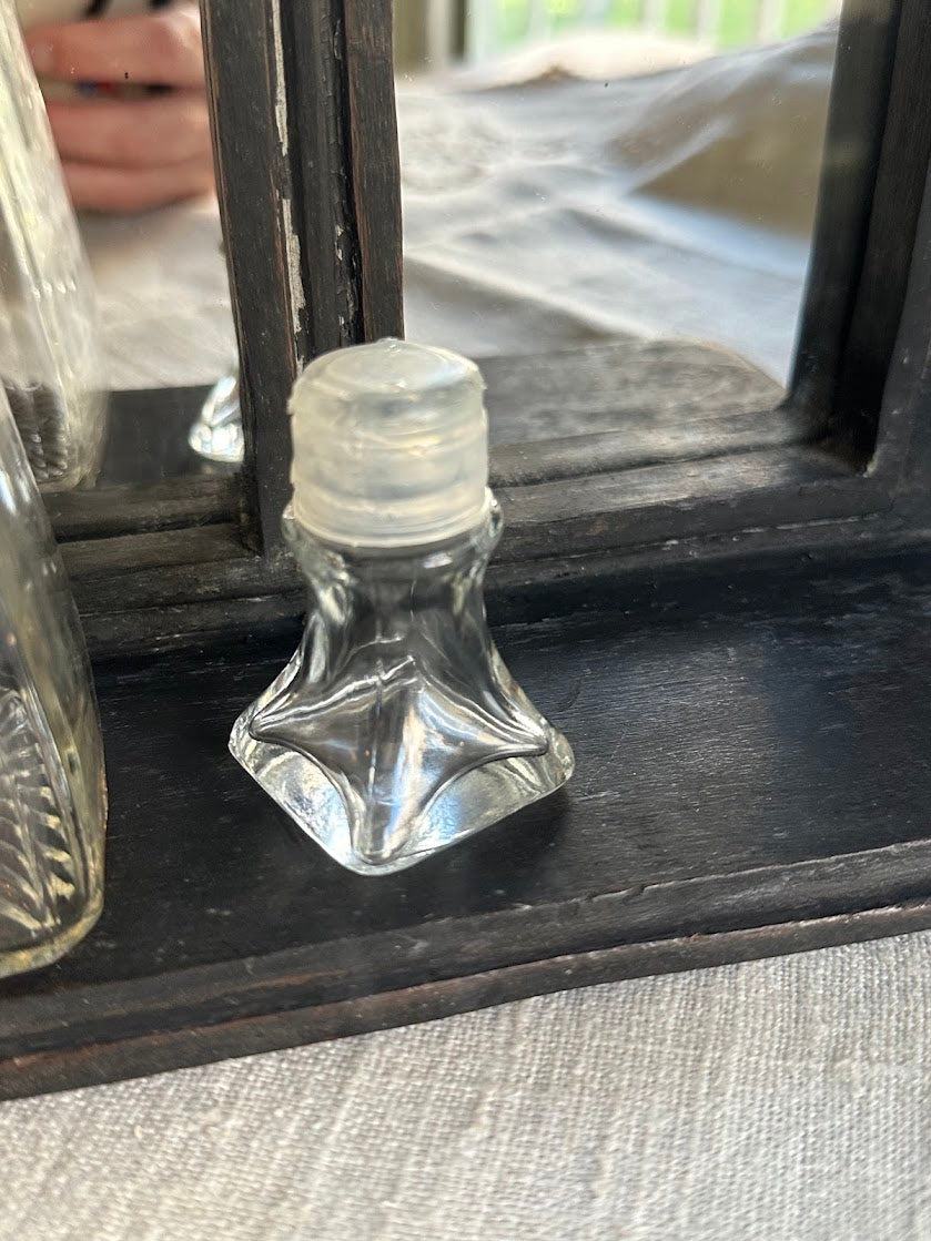Glass Bottle Square Base Decorative Stopper Clear Vintage Style - Image 4