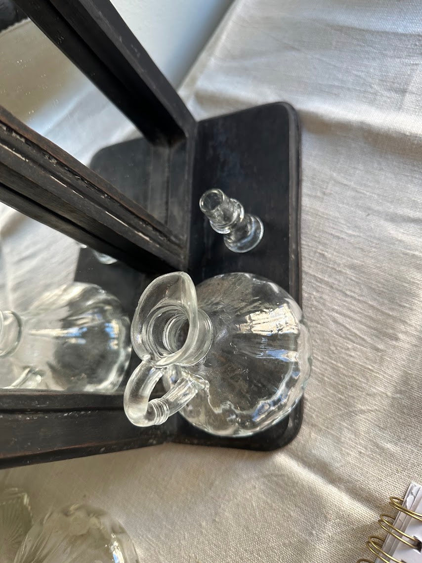 Clear Glass Cruet with Fluted, Scalloped Base and Stopper - Image 3
