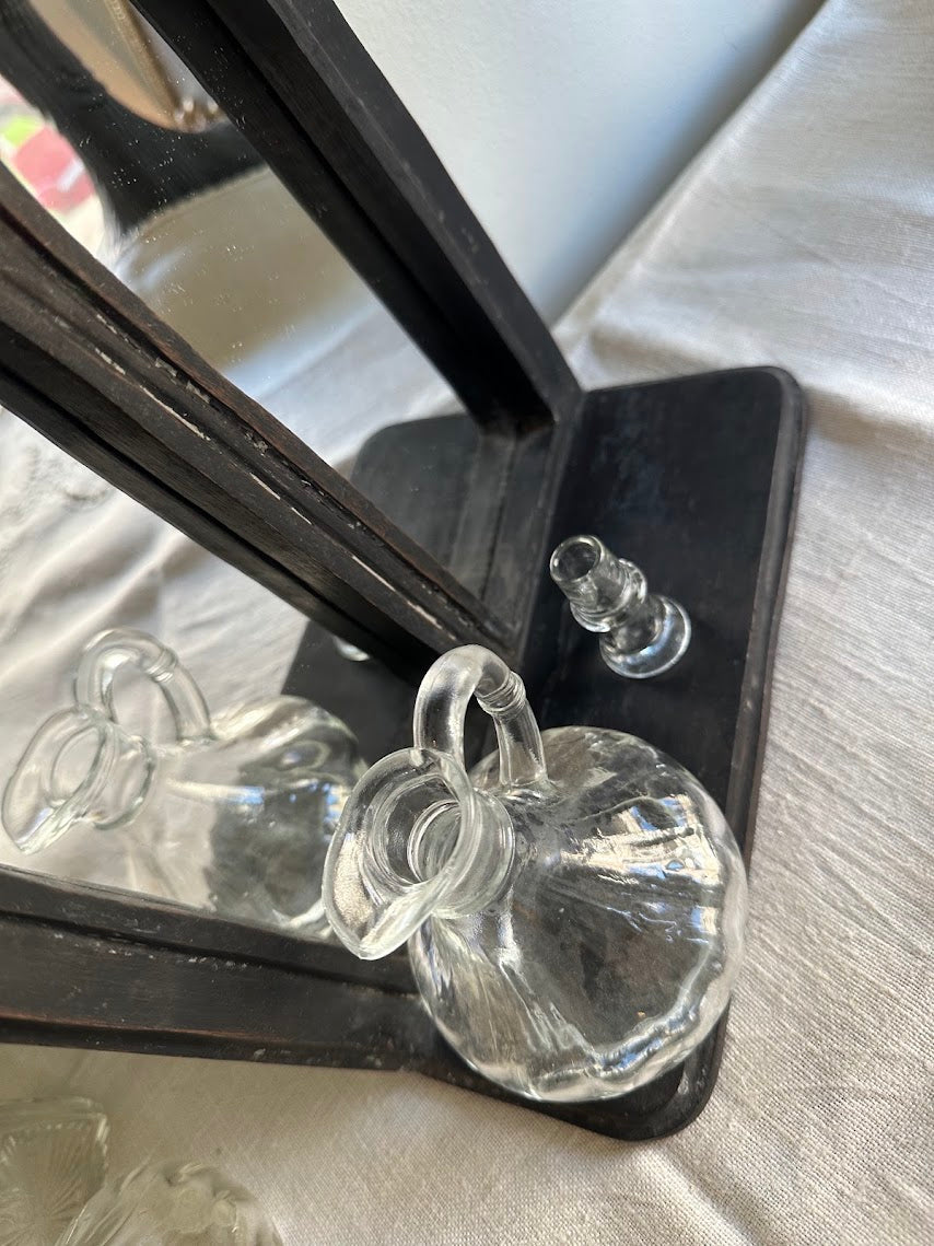 Clear Glass Cruet with Fluted, Scalloped Base and Stopper - Image 4