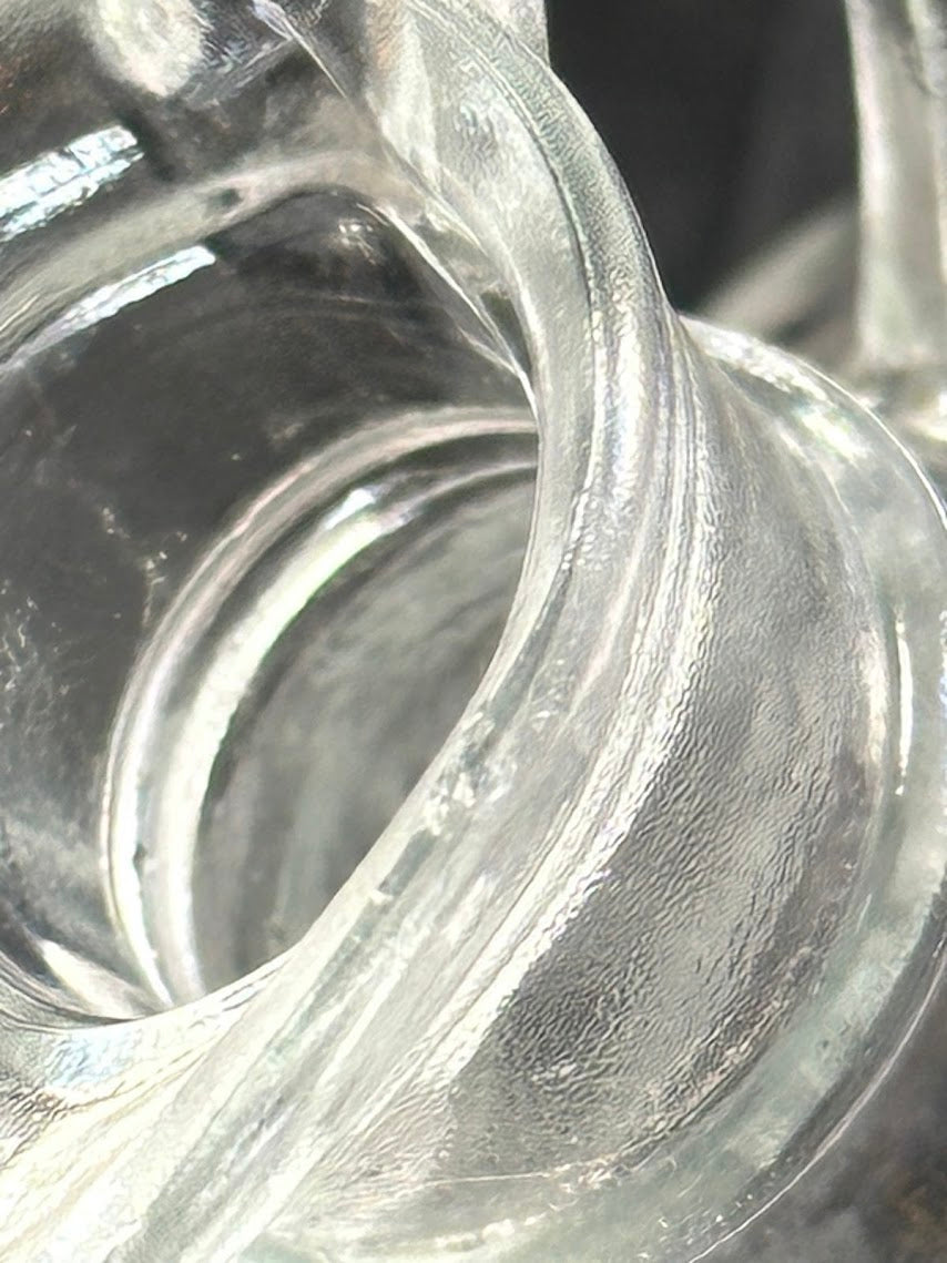 Clear Glass Cruet with Fluted, Scalloped Base and Stopper - Image 5