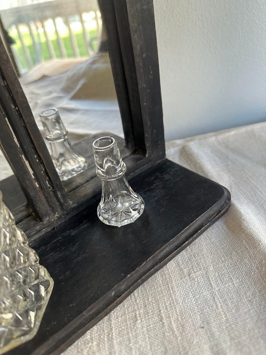 vintage Anchor Hocking Wexford clear pressed glass cruet with a matching stopper - Image 4