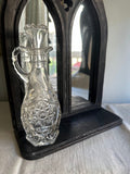 Clear Glass Cut Glass Bottle with Stopper and Handle Vintage - Image 1