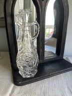 Clear Glass Cut Glass Bottle with Stopper and Handle Vintage - Image 2