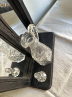 Clear Glass Cut Glass Bottle with Stopper and Handle Vintage - Image 3