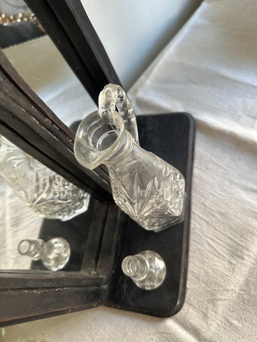 Clear Glass Cut Glass Bottle with Stopper and Handle Vintage - Image 3