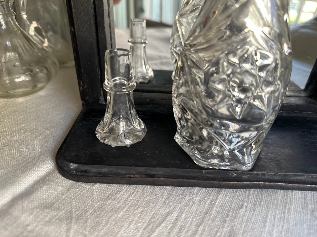 Clear Glass Cut Glass Bottle with Stopper and Handle Vintage - Image 4