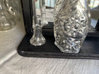 Clear Glass Cut Glass Bottle with Stopper and Handle Vintage - Image 4